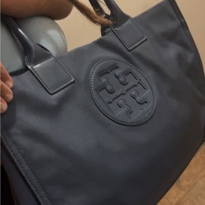 Tory Burch Canvas and Patent Leather Tote Bag